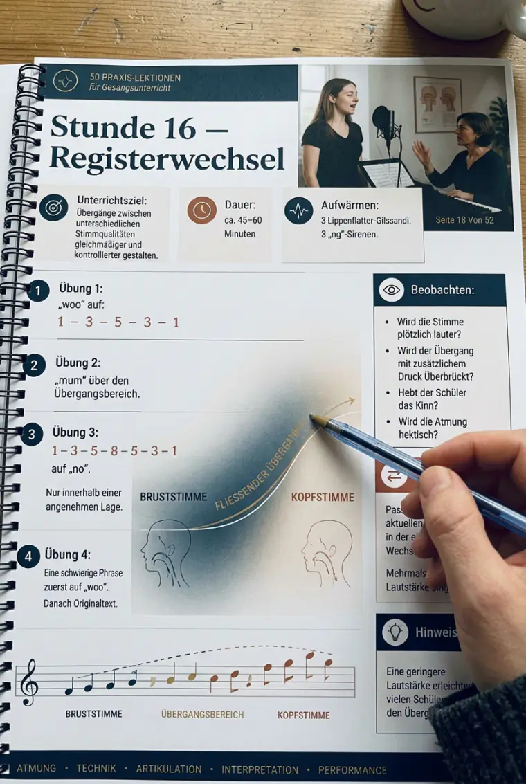 Ausgedruckte Blätter zu Stunde 27 und 33 in einem Ordner